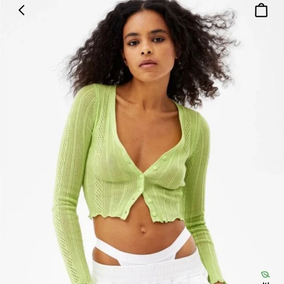 Bershka Sweaters Bershka Green Short Cardigan Poshmark